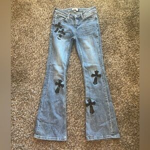 Austin Landing Gothic Crosses Flare Leg Jeans Size 3